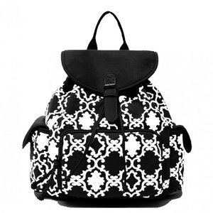 Black Symbolic Print Travel Laptop Backpack Anti Theft College School Ba…